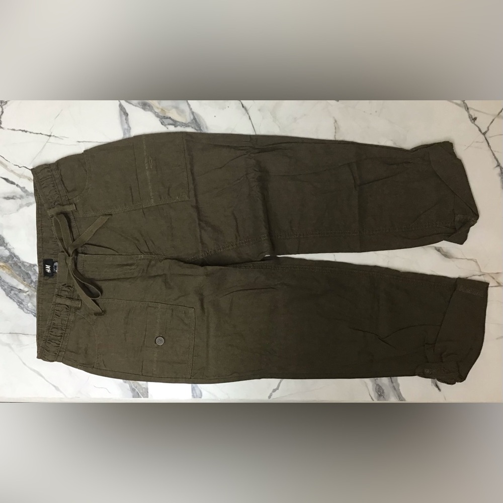 H&M Olive Green Linen/Cotton Pants - Size 8 NWT